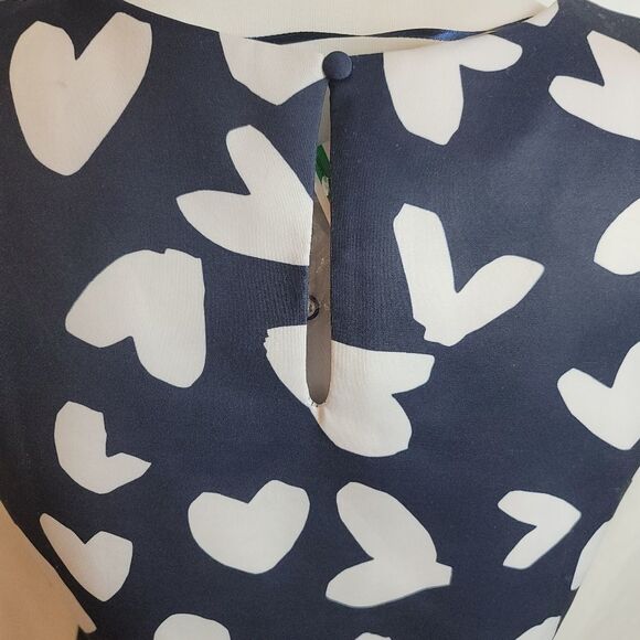 INC International Concepts Navy and White Heart Blouse - Picture 6 of 8